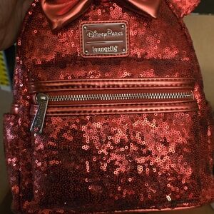 Loungefly Disney Parks Sparkling Red Sequin Backpack